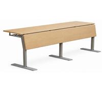 Bureau modulaire avec plateau en bois et structure métallique robuste