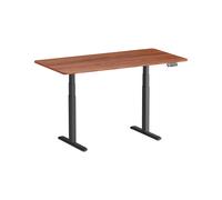 Bureau motorisé assis-debout 150x75cm, Plateau noyer à bords arrondis/Pied noir
