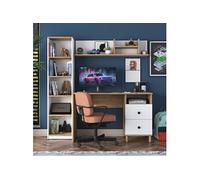 Bureau multi-rangements 120×50×161,8 cm décor noyer et blanc