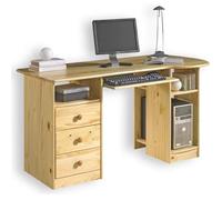 IDIMEX Bureau avec raangement BOB Bureau pour Ordinateur avec 3 tiroirs et 3 casiers, en pin Massif au Vernis Naturel