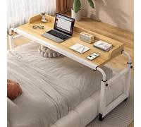 Bureau multifonction pour ordinateur portable à roulettes réglable en hauteur - Table de chevet extensible pour une utilisation facile, finition en bois - Idéal pour le bureau à domicile, l'étude et
