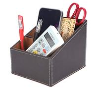 Bureau Multifonctionnel en Similicuir Organisateur de Bureau 3 Compartiments Porte-Crayon Bureau Rangé Carte de Visite Stylo Téléphone Portable Contrôleur Titulaire Boîte de Rangement Bureau Outils