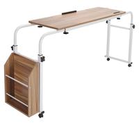 Bureau multifonctionnel, réglable et pliable, à placer au-dessus du lit (couleur : chêne)