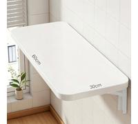 Bureau Mural Flottant Rabattable, établi de blanchisserie, 15-30kg | Bureau d'ordinateur Multifonction, Installation par perçage pour Mur de Bureau, Cuisine, Salle à Manger(White,60X30CM)