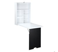 Bureau mural - HOMCOM - pliable table rabattable suspendue étagère tableau craie - MDF - blanc