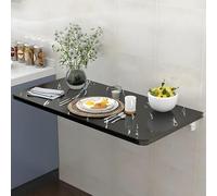 Bureau mural pliable gain de place - Table d'étude et de salle à manger pliable et polyvalente, support mural pour ordinateur portable, idéal pour le bureau à domicile ou la chambre, texture noire, 1
