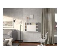 Bureau mural pliable MUSE blanc mat - Étagère intégrée - Gain de place - 94x62 cm - Idéal petits espaces