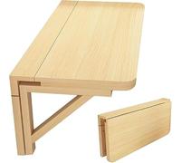 Bureau mural pliable polyvalent en bois massif, peu encombrant, pour la maison, le bureau, la cuisine, l'ordinateur portable, la station de travail d'écriture avec finition naturelle et montage facile