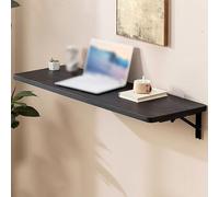 Bureau mural pliable pour petits espaces - Bois massif, coins arrondis, table peu encombrante pour salle à manger, étude, cuisine, bureau à domicile (60 x 30 cm)