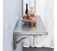 Bureau mural pliable，table pliante murale en acier inoxydable，table à manger pliante murale，table murale rabattable，table inox exterieur，Acier inoxydable 304, surface en acier inoxydable brossé(60*50c