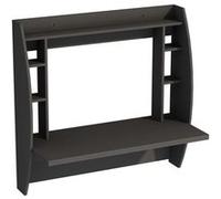 Bureau mural suspendu Verona avec étagères MDF Gris foncé 123.6x55x120 cm
