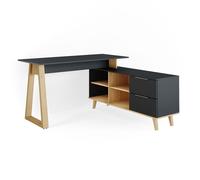 Bureau Nautica, 138x60cm avec tiroirs, XXL, Anthracite, Vicco 36904