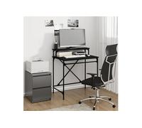 vidaXL Bureau noir 80x50x90 cm bois d'ingénierie et fer Noir G