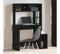 Bureau Noir, CLOUD, Table à écrire, Pour 1 personne, avec étagères, noir 100x45x140 cm ,bois d'ingénierie BBB757