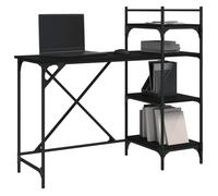 Bureau Noir, CLOUD, Table à écrire, Pour 1 personne, avec étagères, noir 120x47x109 cm BBB596
