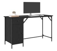 Bureau Noir, CLOUD, Table à écrire, Pour 1 personne, avec tiroir, Chêne noir 131x48x75 cm BBB1113