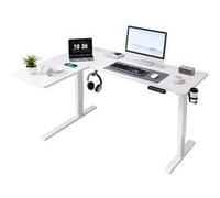 Bureau,OMOZUN,Bureau d'angle en L à hauteur réglable électriquement,avec port USB,stable et silencieux,idéal pour le télétravail,hauteur réglable de 73 à 118 cm,blanc blanc