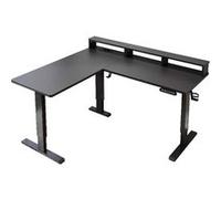 Bureau,OMOZUN,Bureau en L électrique à hauteur réglable,équipé de prises électriques et de ports USB,silencieux,stable et ergonomique,hauteur réglable de 73 à 118 cm,noir noir