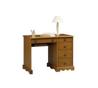 Bureau Pin Miel de Style Anglais 5 Tiroirs 1 Etagère L 100 H 74.7 P cm