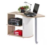 Bureau Pivotant et Meuble de Rangement Chêne 2 Niches 77 x 71 7 x 47 cm - Blanc - L 105 x l 55 x H 74.7 cm