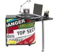 Bureau Pivotant Noir et Meuble de Rangement - Top Secret 300 - L 105 x l 55 x H 74.7 cm Noir G