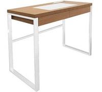 Bureau Plateau Effet Bois et Piètement Blanc - CALEB - ALTOBUY Marron G