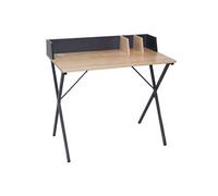 Bureau Plateau Effet Bois et Piètement Gris Foncé - BADIE -