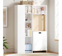 Bureau pliable avec étagères - 2-en-1 bibliothèque et bureau - 104,5x30,5x160 cm - Blanc - MDF - Prise EU et port USB