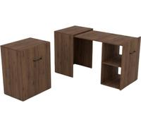 Bureau pliable FLIP – Chêne foncé – Bureau extensible avec rangements pour petit espace