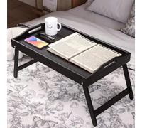 Bureau pliable - Plateau de petit-déjeuner en bambou, convient pour le canapé, le lit, la nourriture, les collations et le travail, table à manger pliable, plateau à thé en bambou, plateau repas post-