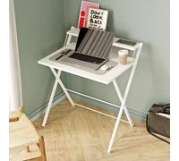 Bureau pliant avec compartiment de rangement 76 x 50 cm, blanc/aspect bois