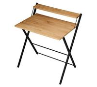 Bureau pliant avec tablette, 76 x 50 x 84 cm, noir/pin