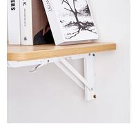 Bureau pliant multifonctionnel mural rabattable avec plateau suspendu et support métallique, MDF laqué blanc - UVRION