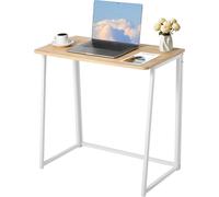 Bureau pliant, petite table pliante de 80 cm pour les espaces réduits, table d'ordinateur peu encombrante, panneau de particules robuste avec crochets de rangement, poste de travail pour le bureau à d