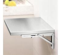 Bureau Pliant Suspendu Mural, Poste de Travail Rabattable en Acier Inoxydable 304 brossé pour la Maison, Le Bureau, Le Garage, la Cuisine, Le Salon, Le Bar du Petit déjeuner(L120xW35cm/L47xW14in)