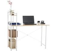 Bureau Poe avec Plateau en MDF Cadre en Tubes d'acier et Colonne de rangement , Erable Erable G