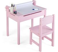 Bureau pour enfant avec chaise, bureau pour étudiant en bois, bureau pour adolescent, table pour enfant, bureau pour enfant avec support pour rouleaux de papier et espace de rangement, rouleau de papi