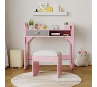 Bureau pour enfant avec chaise - Ensemble bureau pour enfant - Réglable en hauteur - Avec espace de rangement - Ergonomique - Fabriqué en MDF - Pour les enfants de 3 à 8 ans - Rose