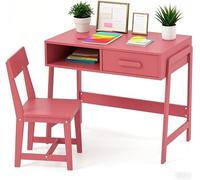 Bureau pour enfant avec chaise, ensemble bureau pour étudiant avec compartiment ouvert et tiroir, ensemble de bureau en bois pour dessiner, étudier, jouer, idéal pour un studio ou une chambre d'enfant