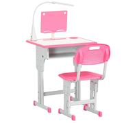 Bureau pour enfant avec chaise - Ensemble d'apprentissage T1005-01-01333 - Réglable en hauteur - Pour les enfants de 6 à 12 ans - Avec lampe - Tiroir et crochets - Porte-stylos - Forme rectangulaire