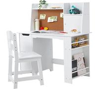 Bureau pour enfant avec chaise, ensemble multifonctionnel comprenant un bureau pour enfant avec étagère, armoire et tableau blanc, bureau ergonomique pour enfants avec tabouret adapté, pour les enfant