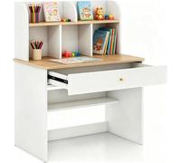 Bureau pour enfant avec rangement, bureau enfant avec étagère à livres et grand tiroir, table d'étude en bois pour garçons et filles à partir de 3 ans, 80 x 48 x 102 cm (couleur bois naturel)