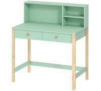 Bureau pour enfant, en bois, avec tiroirs et étagère, couleur verte | MDF et pin | 50 kg | Hauteur du bureau : 75 cm | Dimensions : 90 x 52 x 105 cm