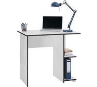 Bureau pour enfant ou adulte NOVA, bureau informatique table d'ordinateur rangement ouvert 2 tablettes en mélaminé blanc mat et gris Blanc/Gris G