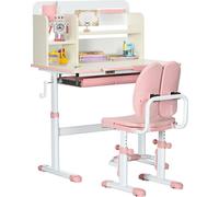 Bureau pour enfant - Réglable en hauteur - 1 tiroir - 1 tablette - Plateau inclinable - 80 x 52 x 109 cm - MDF et acier - Rose