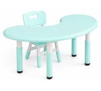 Bureau pour enfant réglable en hauteur (43–51 cm) avec chaise – Table en demi-lune 120 x 65 cm, vert clair, en plastique – Table multifonctionnelle pour garçons et filles de 2 à 10 ans