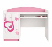 Bureau pour enfant rose et blanc | Bureau pour fille avec tablette pour clavier et espace de rangement | Élégant bureau d'étude pour chambre d'enfant