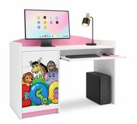 Bureau pour enfant rose et blanc | Bureau pour fille avec tablette pour clavier et espace de rangement | Élégant bureau d'étude pour chambre d'enfant