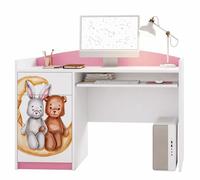 Bureau pour enfant rose et blanc | Meuble pour adolescent : bureau d'étude avec rangements | Bureau d'ordinateur robuste pour une chambre d'enfant moderne