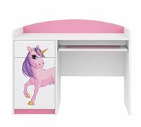 Bureau pour enfant rose et blanc | Meuble pour adolescent : bureau d'étude avec rangements | Bureau d'ordinateur robuste pour une chambre d'enfant moderne